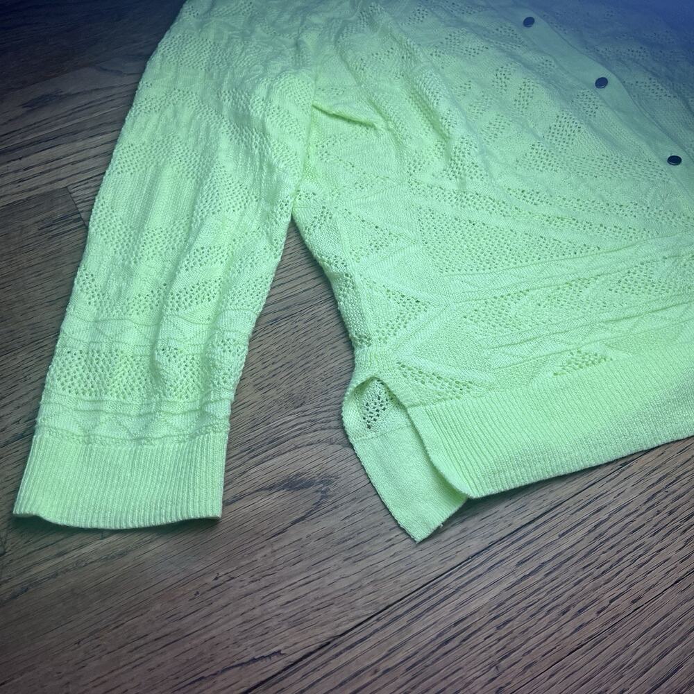 American Eagle XL Cardigan Sweater Neon Yellow Green Cotton Blend Lightweight - Picture 9 of 10